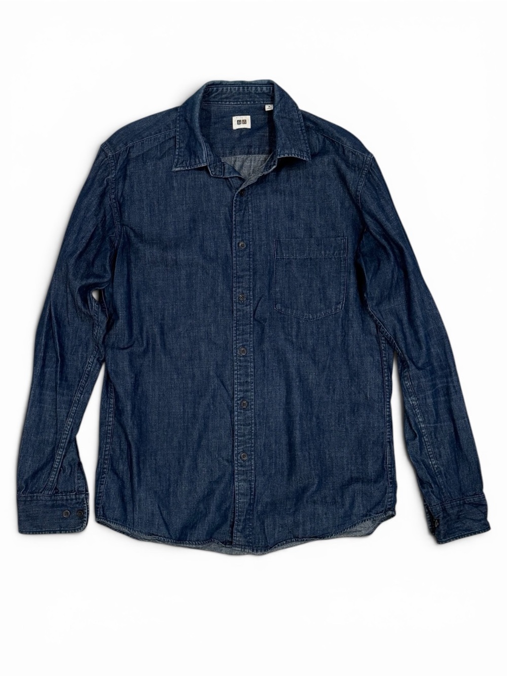 Uniqlo Chambray Button-Up Shirt - Light Blue